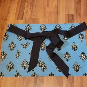 Hen House Linens Blue Black Cocktail Apron with Tie Bow & Pocket